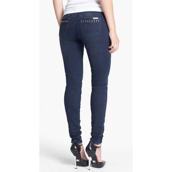 Michael Kors Embellished Skinny Jeans Denim Pants Trousers Stellar 2 New $135 - Picture 7 of 8